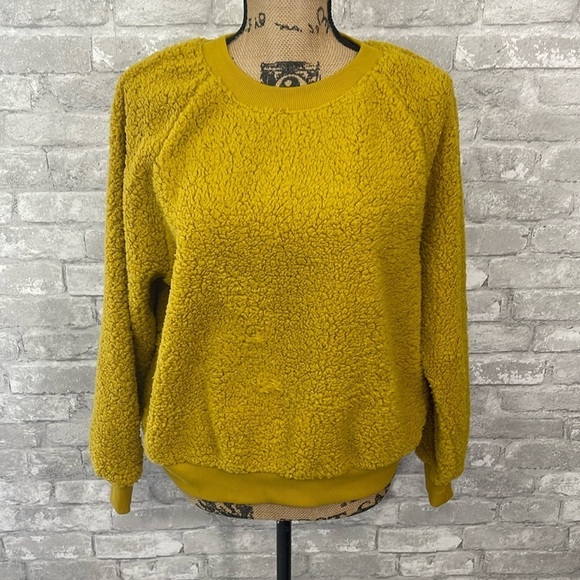 Old Navy Mustard Yellow Sherpa Pullover - Picture 1 of 7
